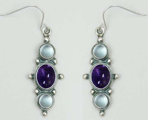 Sterling Silver Drop Dangle Earrings With Iolite And Topaz